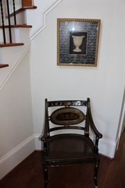 Maitland-Smith black and gold caned chair