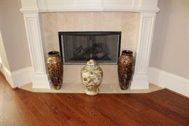 Pair of vases & lidded urn