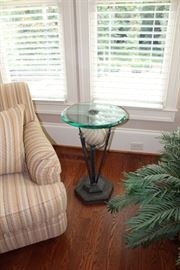 Glass and metal side table