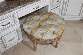 Upholstered, tufted round bench