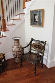 Maitland-Smith black and gold caned chair