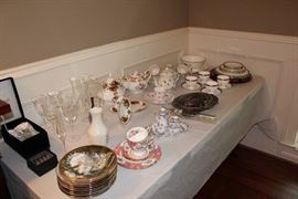 Assorted tea services, stemware, limited edition plates