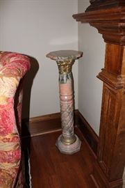 Pair of pink marble pedestals (one of two)