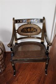 Maitland-Smith black and gold caned chair
