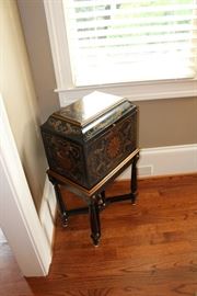 Ornate File Cabinet on Stand (detachable). 20" l, 14" d, 34" h