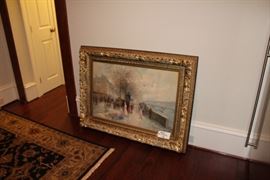 Oil painting in ornate frame
