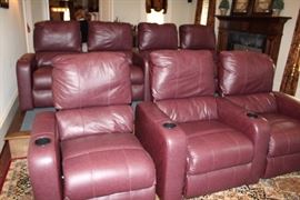 Berkline Theater Seats (total of 7 seats, 3-single, 2-double), platform that the 2nd row of chairs in on is available as well!