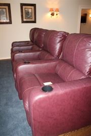 Berkline Theater Seats (total of 7 seats, 3-single, 2-double), platform that the 2nd row of chairs in on is available as well!