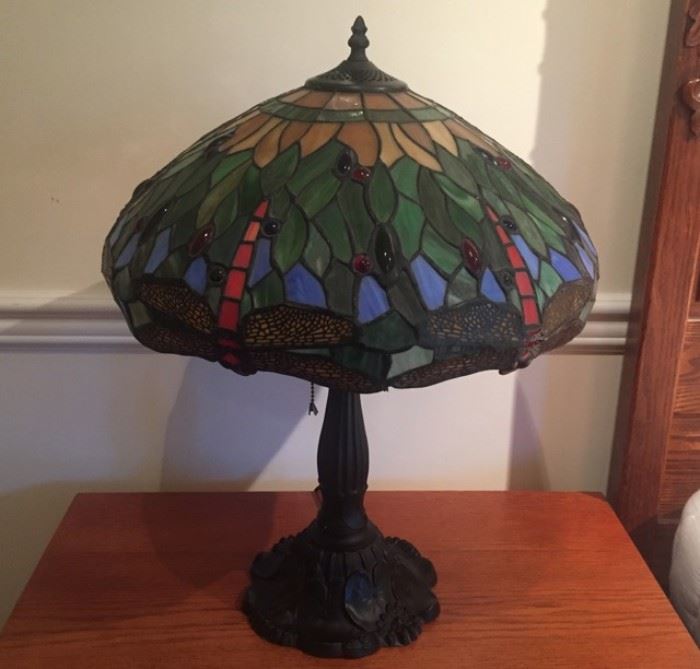 A beautiful Tiffany style lamp.