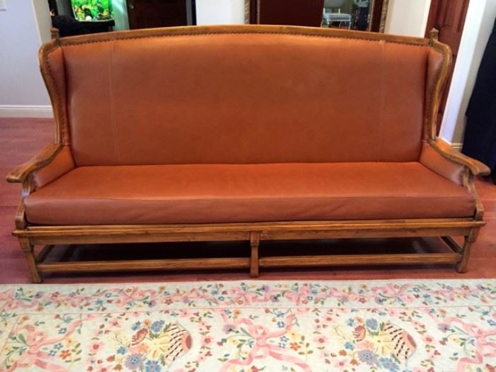 Custom made wood  leather sofa