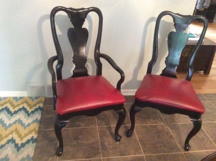 2 of 4 Queen Anne style dining chairs