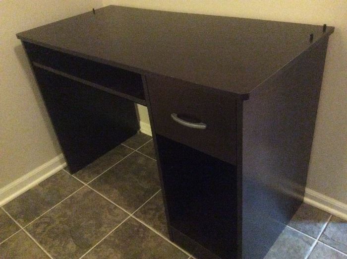 Black laminate desk, perfect for a small study or office