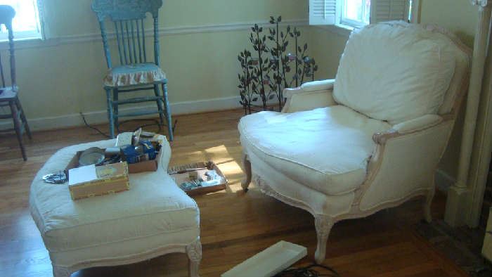 great French inspired chair and ottoman