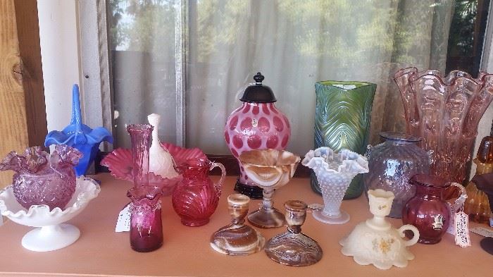 gorgeous colored glass, fenton, imperial glass, loetz and more