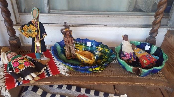 stunning variety of handmade ethnic chachkys and native american rugs/placemats/runners