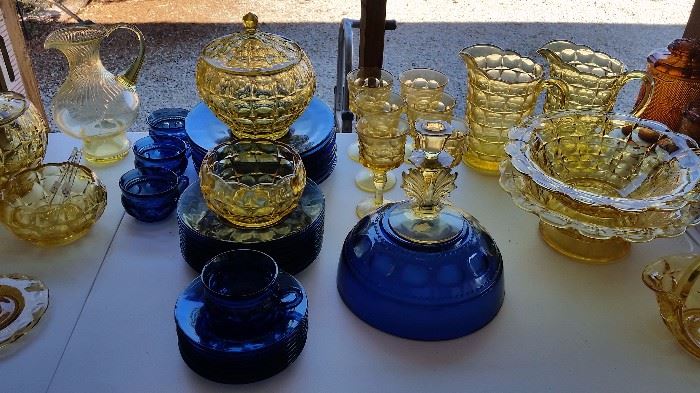 Yellow and blue glass galore! Thumbprint and constellation 