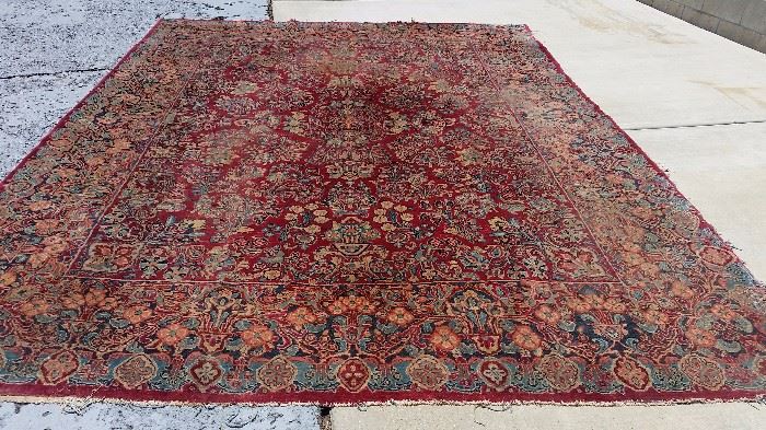 1925 sarouk rug from iran, we just had it professionally cleaned and it pops a lot more than this photo we took before cleaning... 8 1/2' x 12' ... priced to move. we'll try to load a new photo of its condition post cleaning