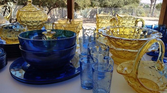 Yellow and blue glass galore! Thumbprint and constellation 