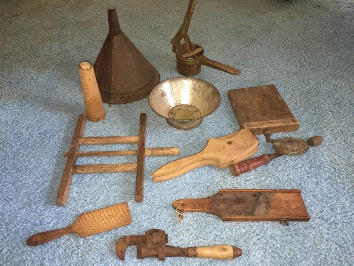 Antique wooden and metal utensils/tools