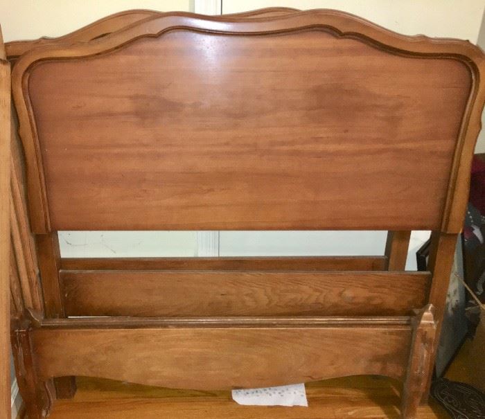 A pair of well-preserved vintage twin bed head/footboards (side rails and slats included)
