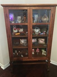 Oak Curio Cabinet, glass sides and front
