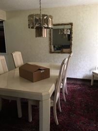 Dining Room Table with four chairs. White. Family Heritage Estate Sales, LLC. New Jersey Estate Sales/ Pennsylvania Estate Sales.