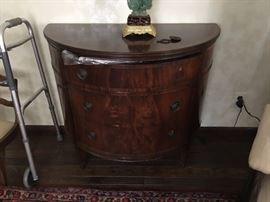 Rounded Three Drawer Wooden Bedside Table. Family Heritage Estate Sales, LLC. New Jersey Estate Sales/ Pennsylvania Estate Sales.