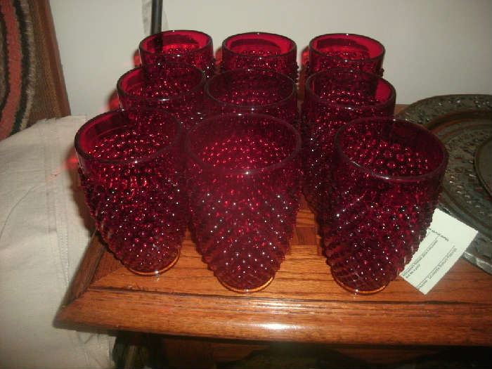 Red Hobnail Tumblers