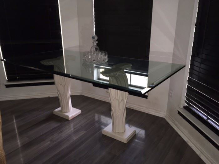 Matching glass Table to the dining room set- IN Storage off premises