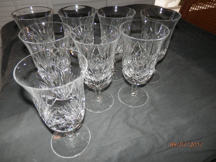 8 GORHAM " Cherrywood" cut crystal water goblets no damage. 