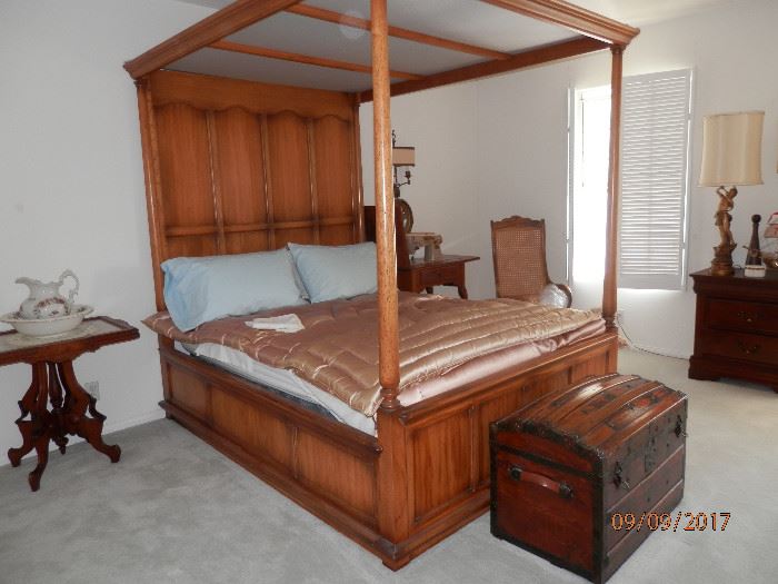 Walnut full size 4 poster bed with canopy....all original