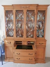 Fabulous Bubble glass china cabinet with butlers desk.   Sometimes described as Secretary Desk with bubble glass bookcase....Rare piece 