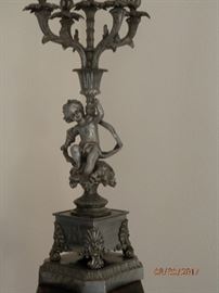 German Silver tall candelabra with cherub figure