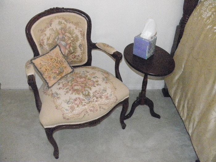 Victorian style arm chair with floral needle point