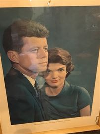 Vintage poster of JFK and the Mrs. 