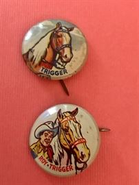 Trigger and Roy Rogers vintage pin backs 
