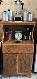 Microwave Rolling Kitchen Cabinet, Vintage Canister Set & More