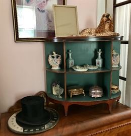 Vintage Half Moon Display Shelf / Console, Vintage Top Hat, Vanity Items & More