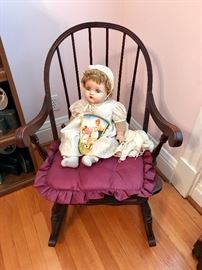 Vintage Rocking Chair & Doll