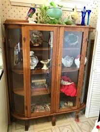 Vintage Curved Corner Curio Cabinet, Sessions Clocks & More