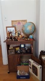 Vintage Globe, Vintage Lone Ranger & Tonto Figures, Desk Clocks & More