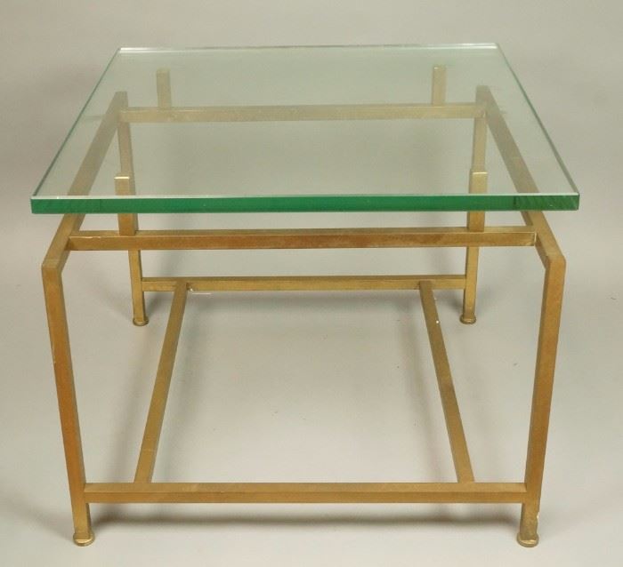 Lot 9 PAUL MCCOBB Style Square Brass Tube Side Table. .