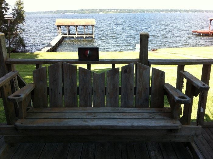 Wooden porch swing