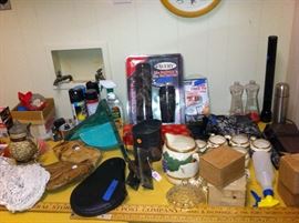 Ball gloves, flashlights