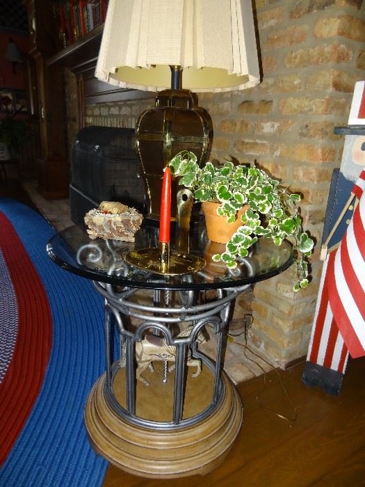 Carousel Glass Top End Table