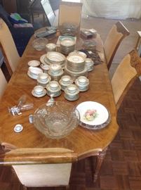 "Bassano" Noratake China Set. Complete set service for 12. Dining table with 6 chairs