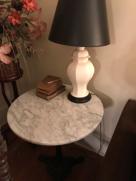 Marble side table and lamp