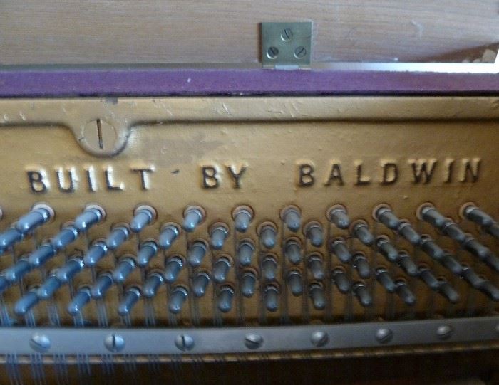 Spinet piano, Acrosonic, by Baldwin.  Solid wood, probably pecan, comes with matching bench with storage area for music.