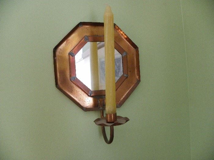 Hand hammered made copper sconce.,from Art in Hand.