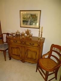 French Provincial server which is part of the 8-piece dining room suite for sale.
